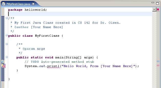 A view of eclipse noticing errors in your code